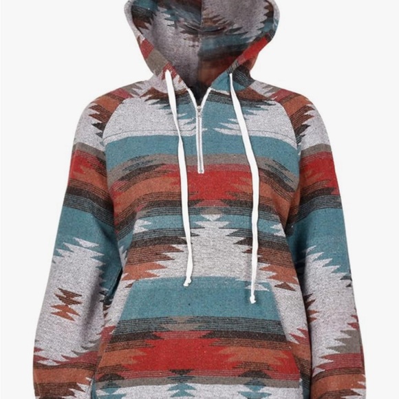 COWOKA Women's Aztec Print Pullover Hoodie Sweatshirt LG - Picture 2 of 7